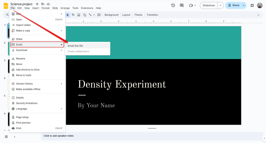 share google slides via email