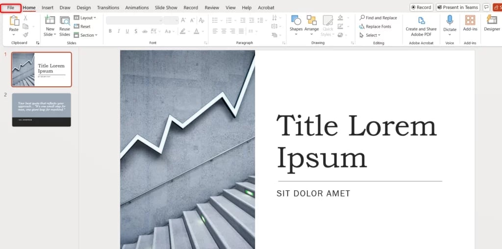 Select File Tab in PowerPoint