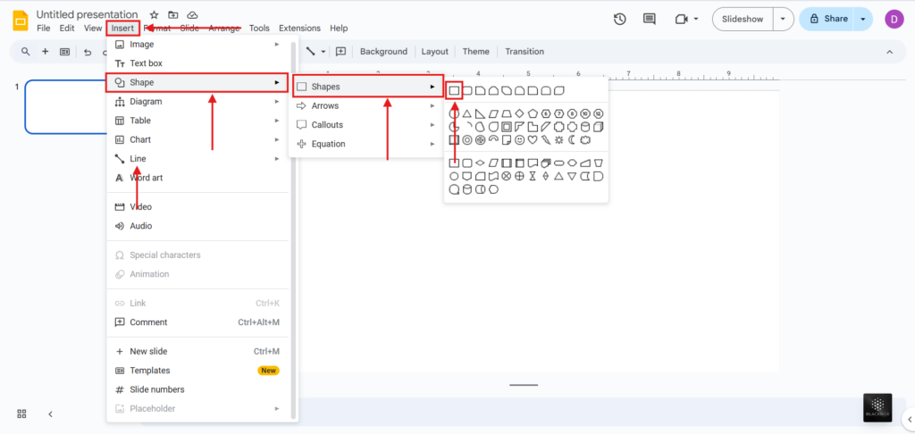 add shapes in google slides