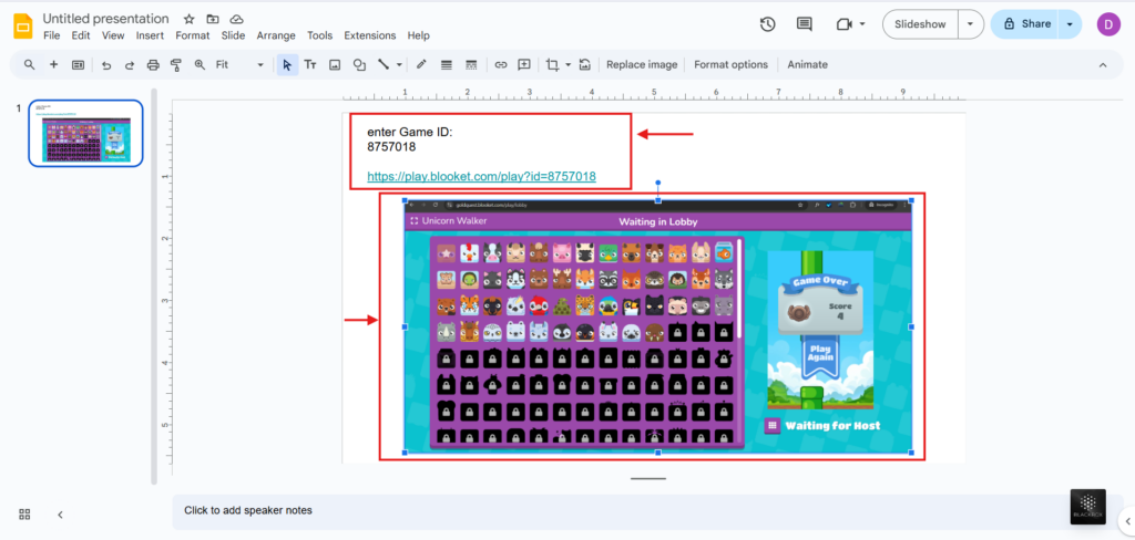 add blooket in google slides