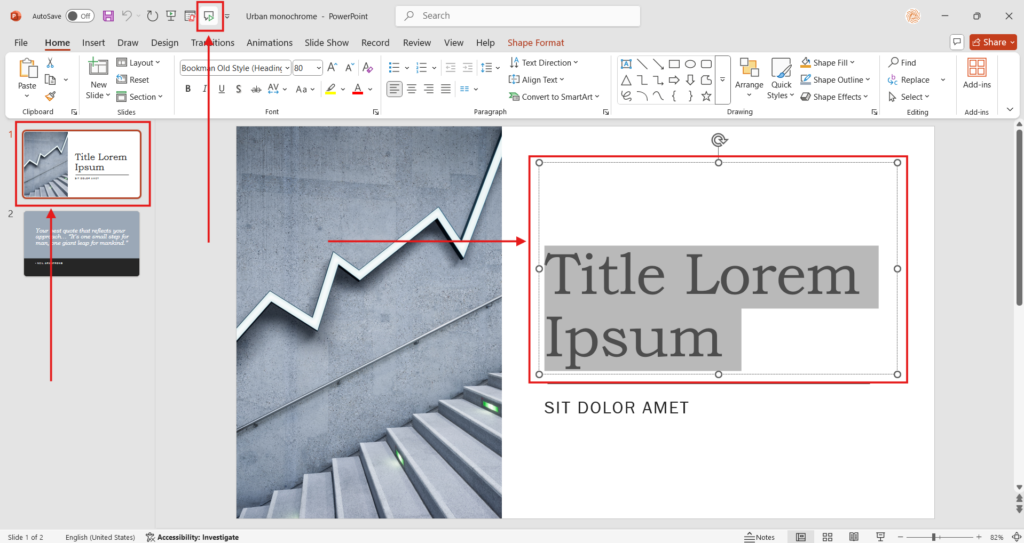 select slide in powerpoint and click on text to speech