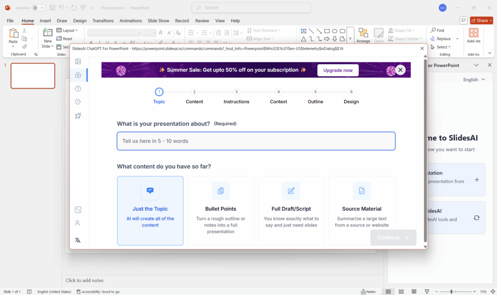 choose how to create presentation