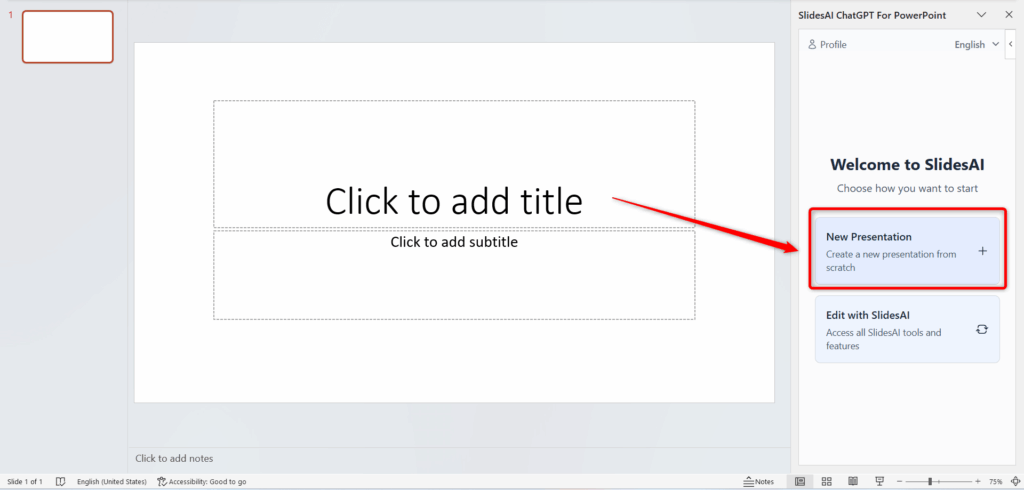 create a new powerpoint presentation using slidesai