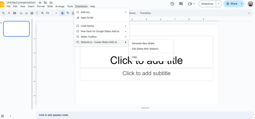 Open Google Slides