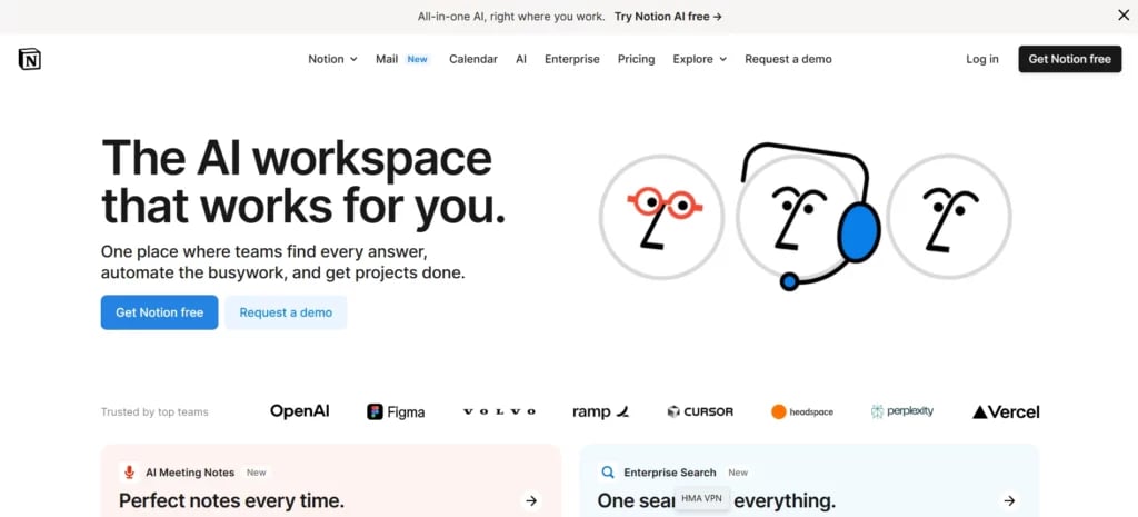 Notion homepage
