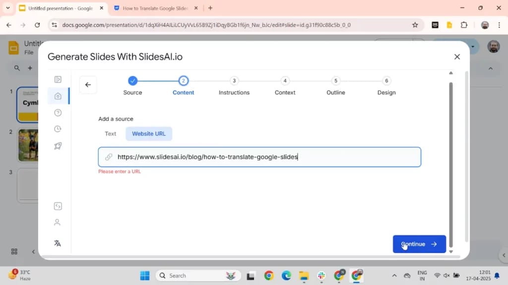 Add Website URL
