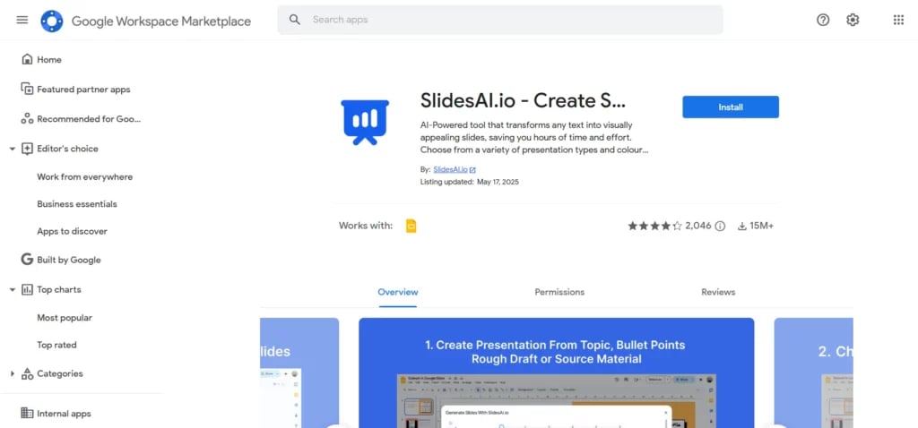 Install the SlidesAI Add-on