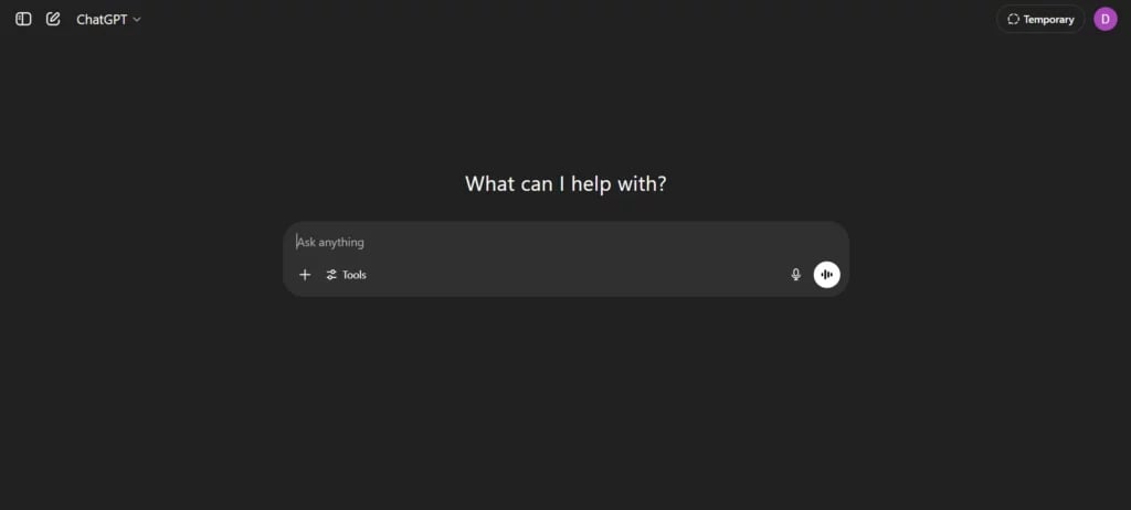 ChatGPT interface