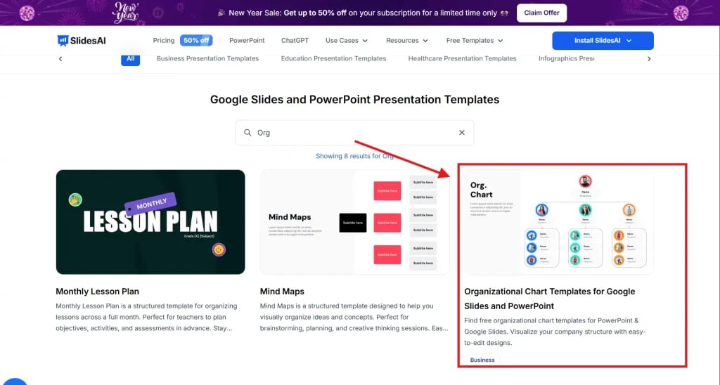 Search for Org Chart Presentation Template