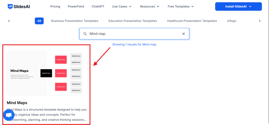 Search for Mind map template