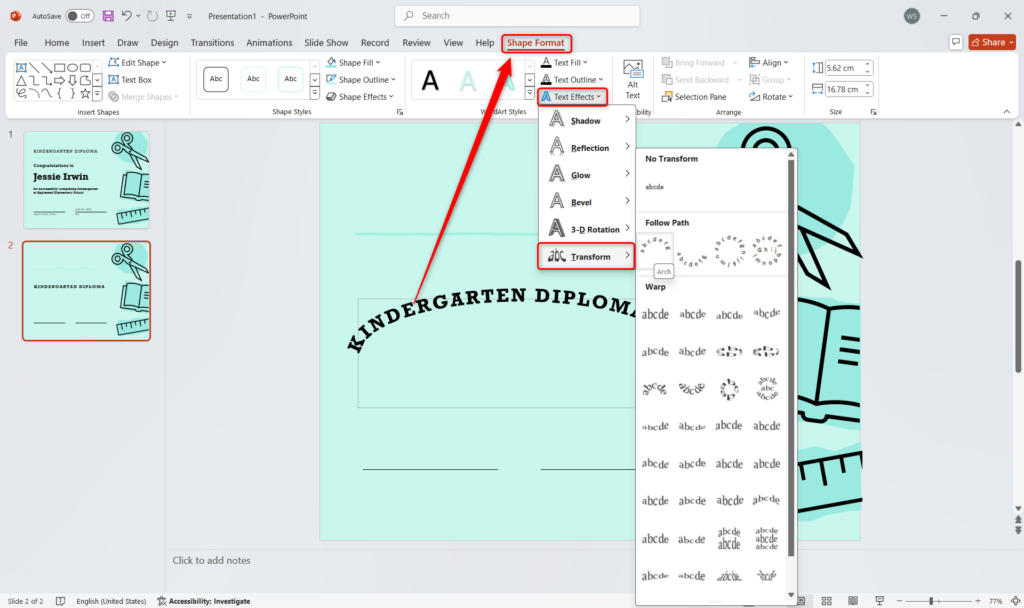 creating curved text in powerpoint