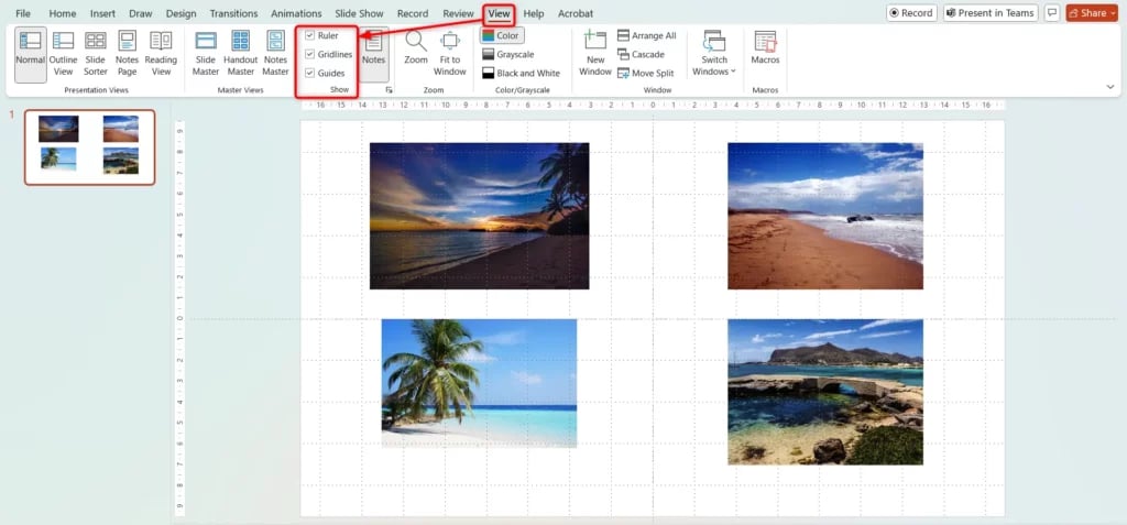 Enable Guides and Gridlines for Alignment in PowerPoint