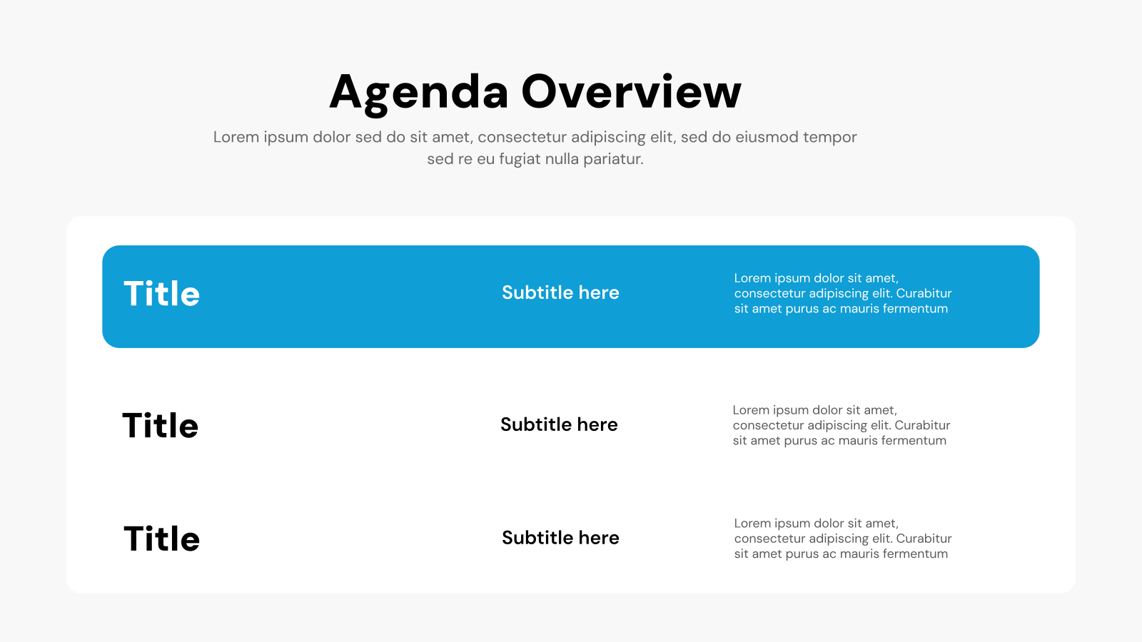 Agenda Templates for Presentation template