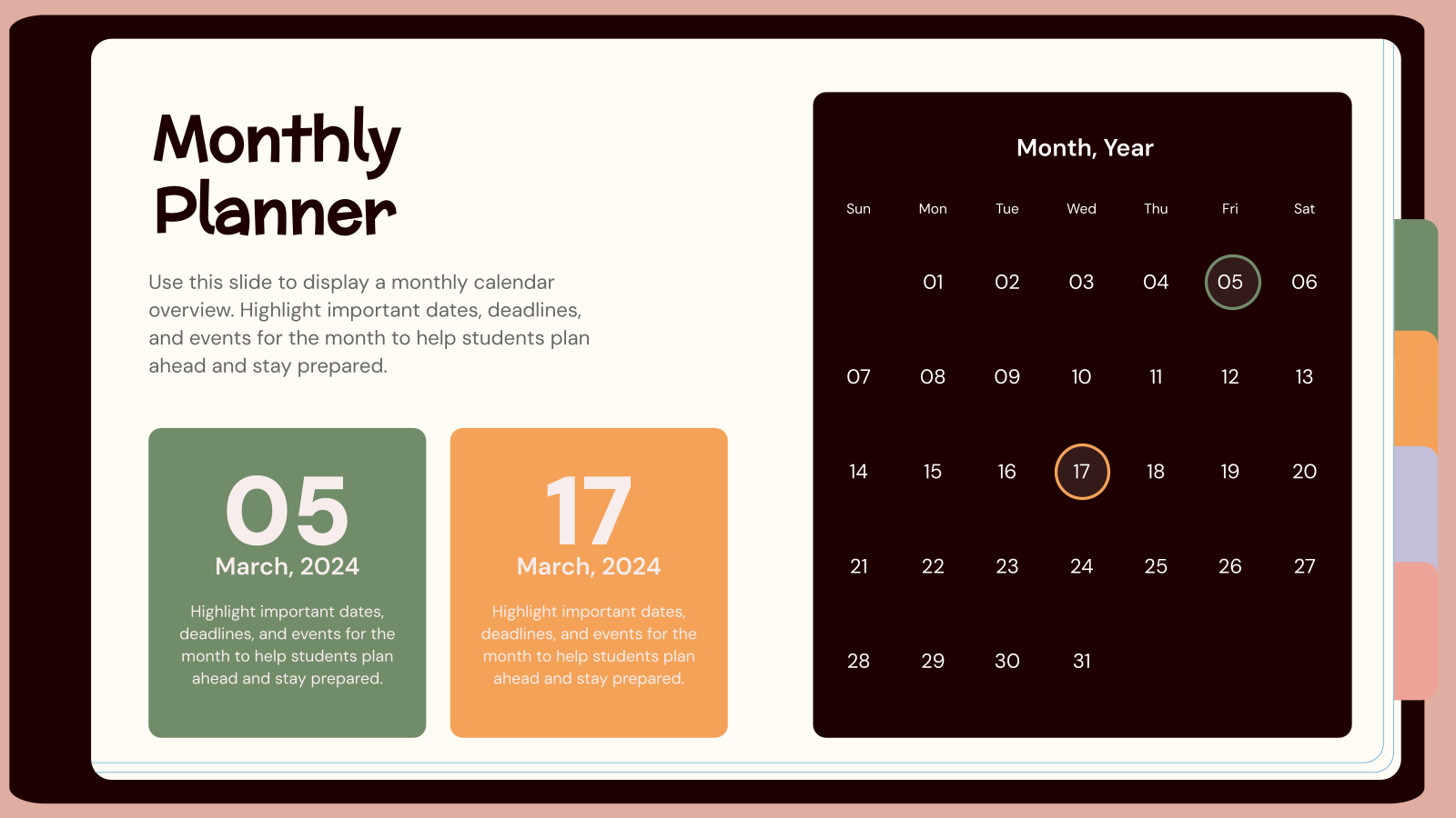 Classroom Planner Academic Presentation template
