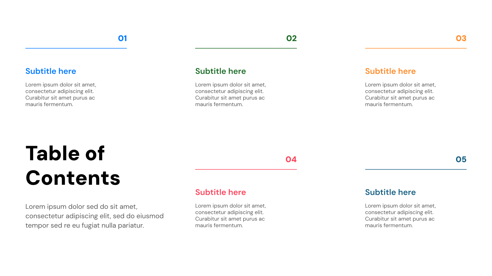 Table of Contents Templates template