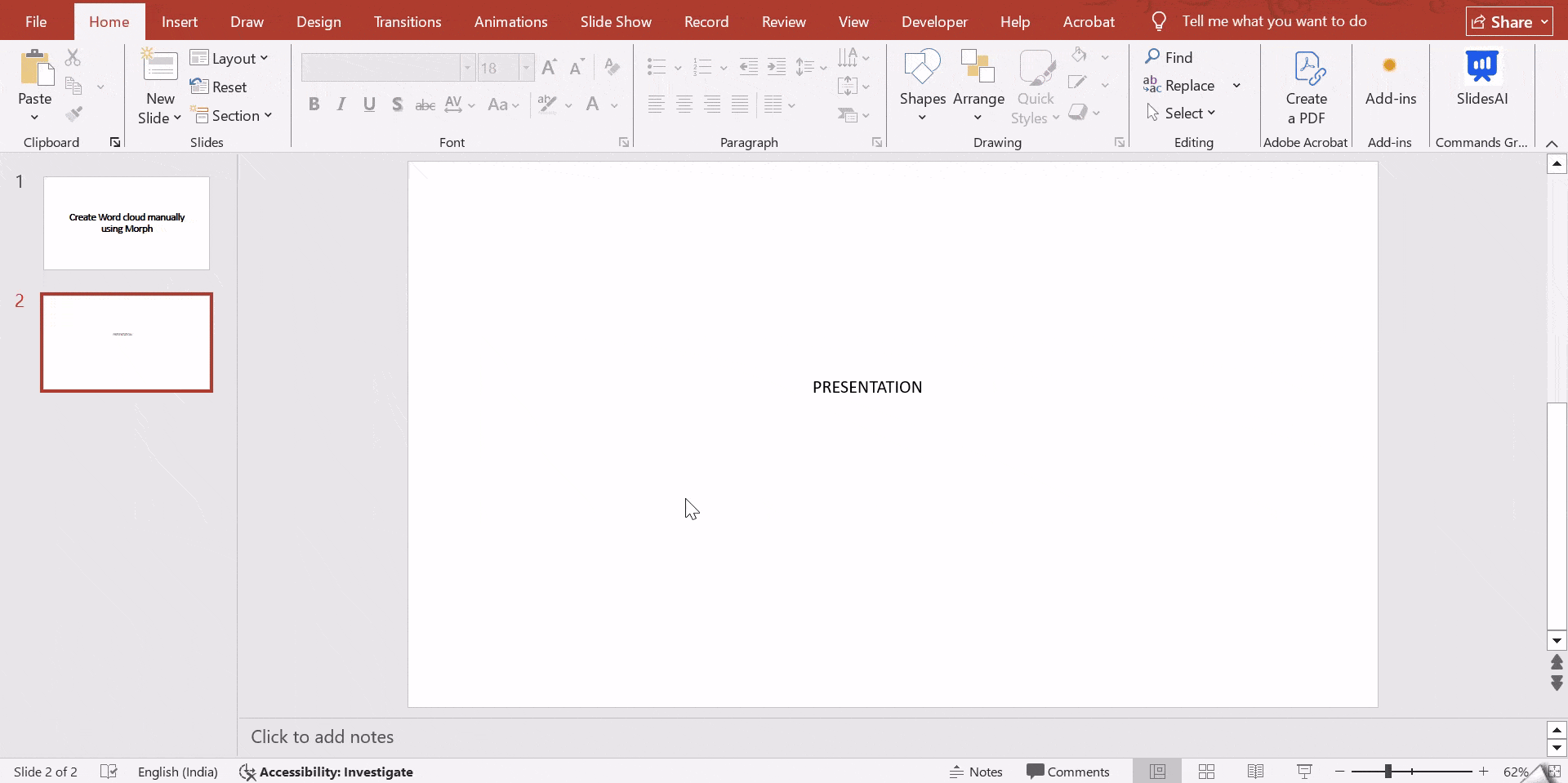 Format the main word