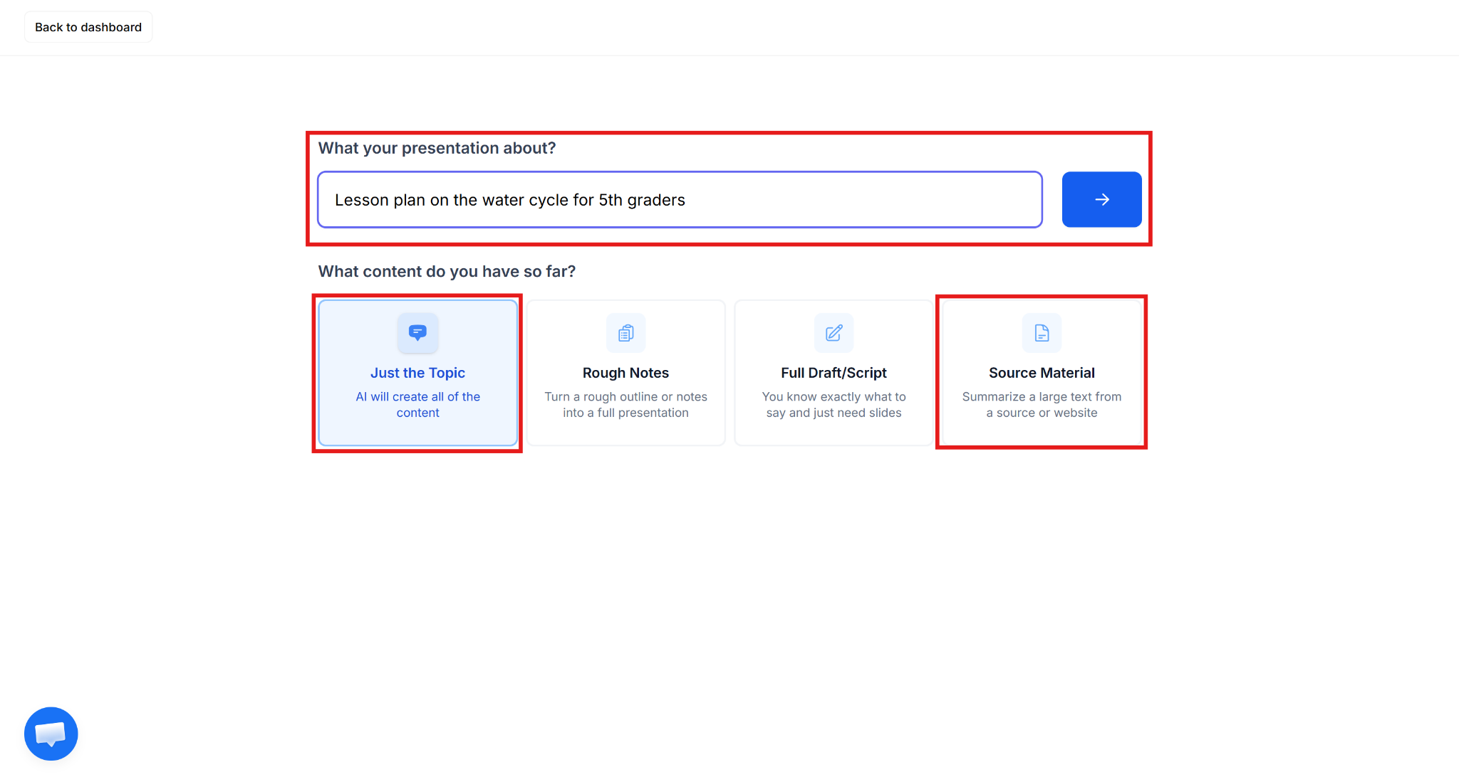 Step 2 Select How You Want to Build Your Presentation