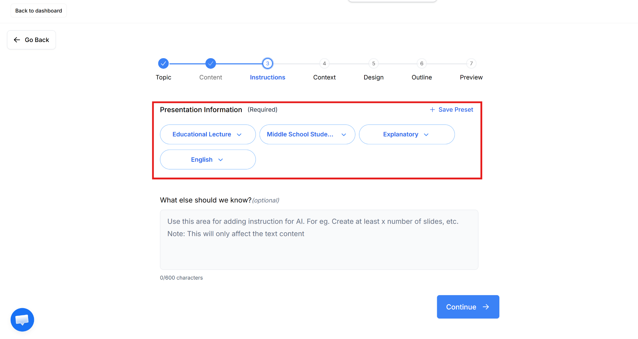 Step 3: Configure Presentation Preferences