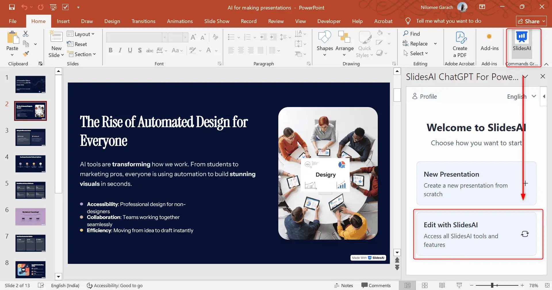Edit with SlidesAI in PPT