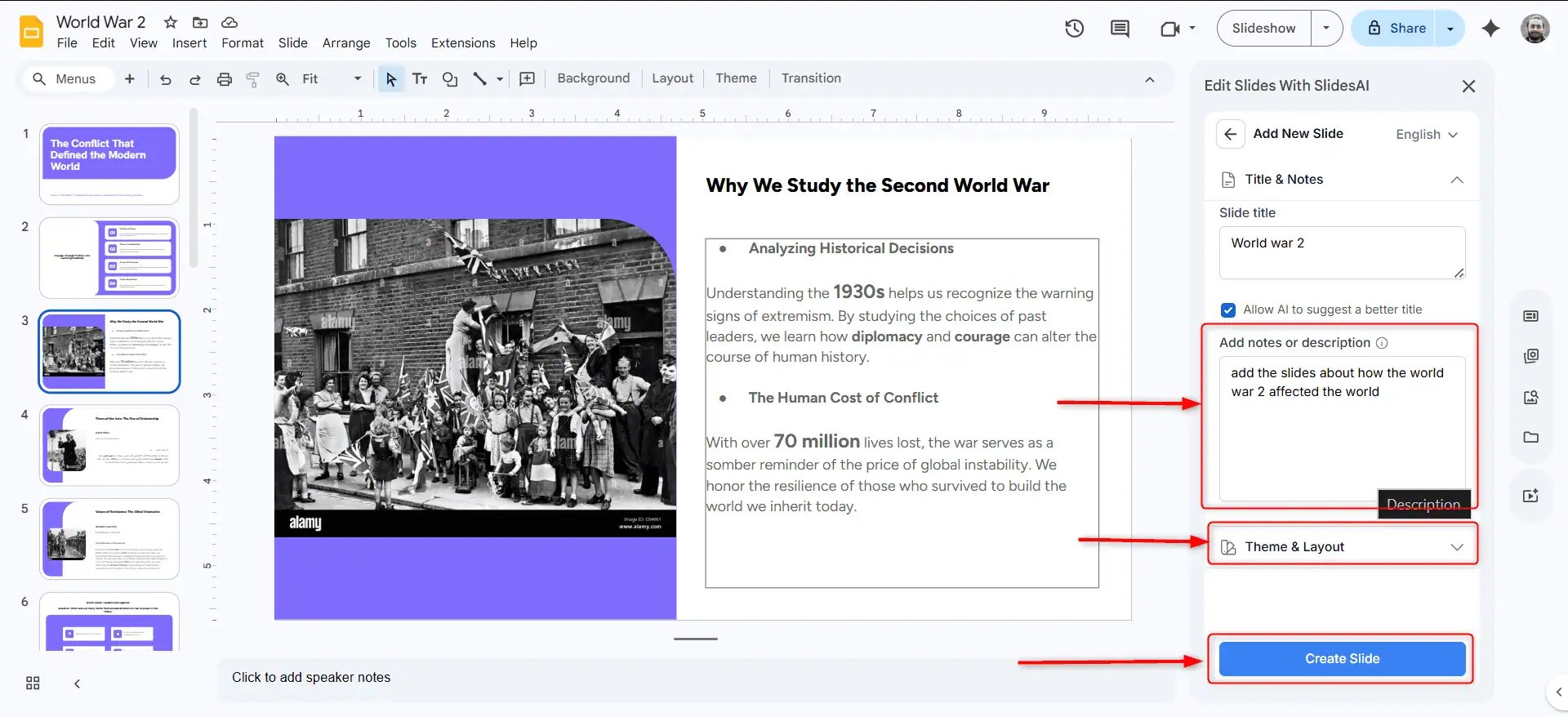 Add new slide information