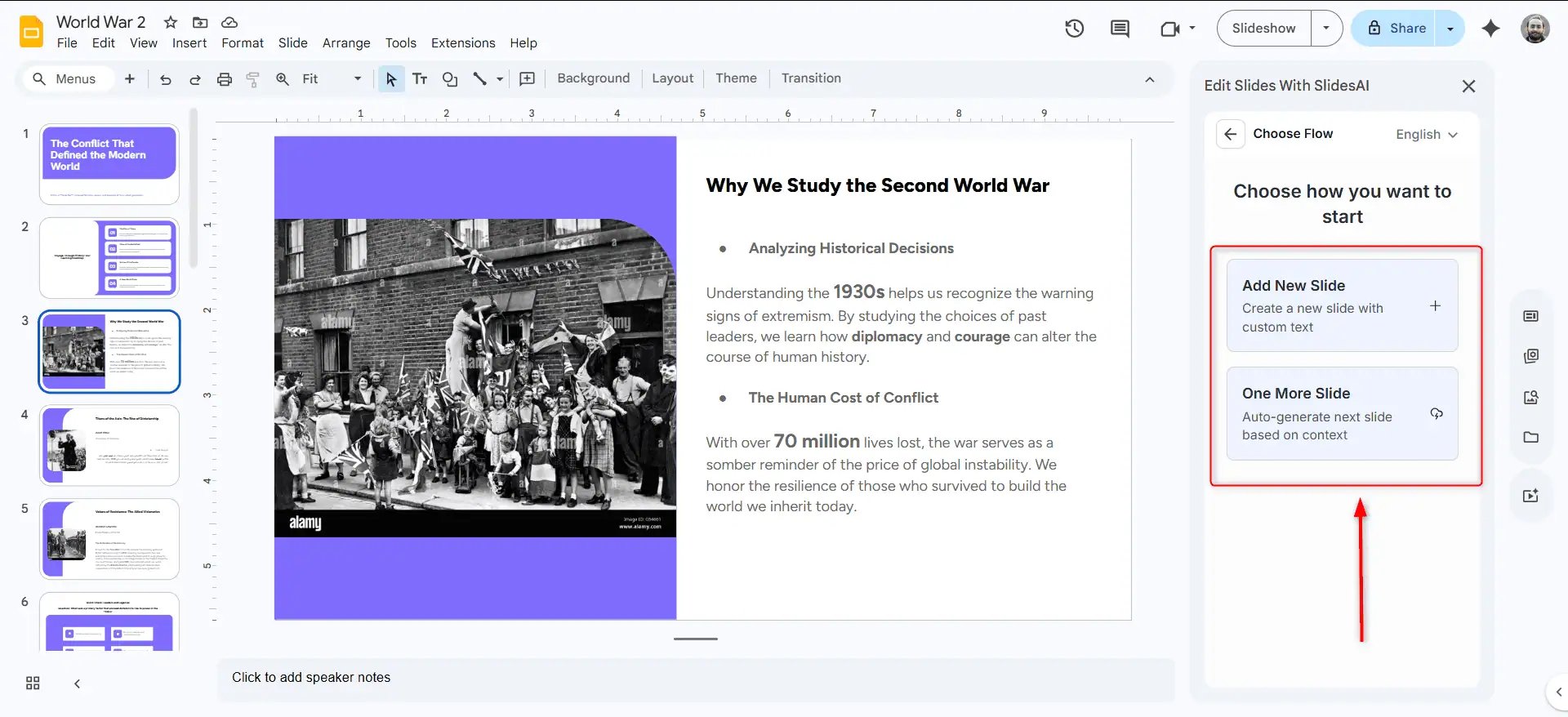 Add single slide to PPT