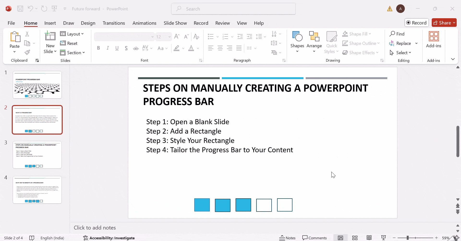 Creating a PowerPoint Progress Bar manually