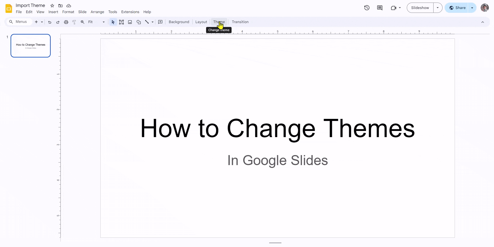 changing themes in google slides