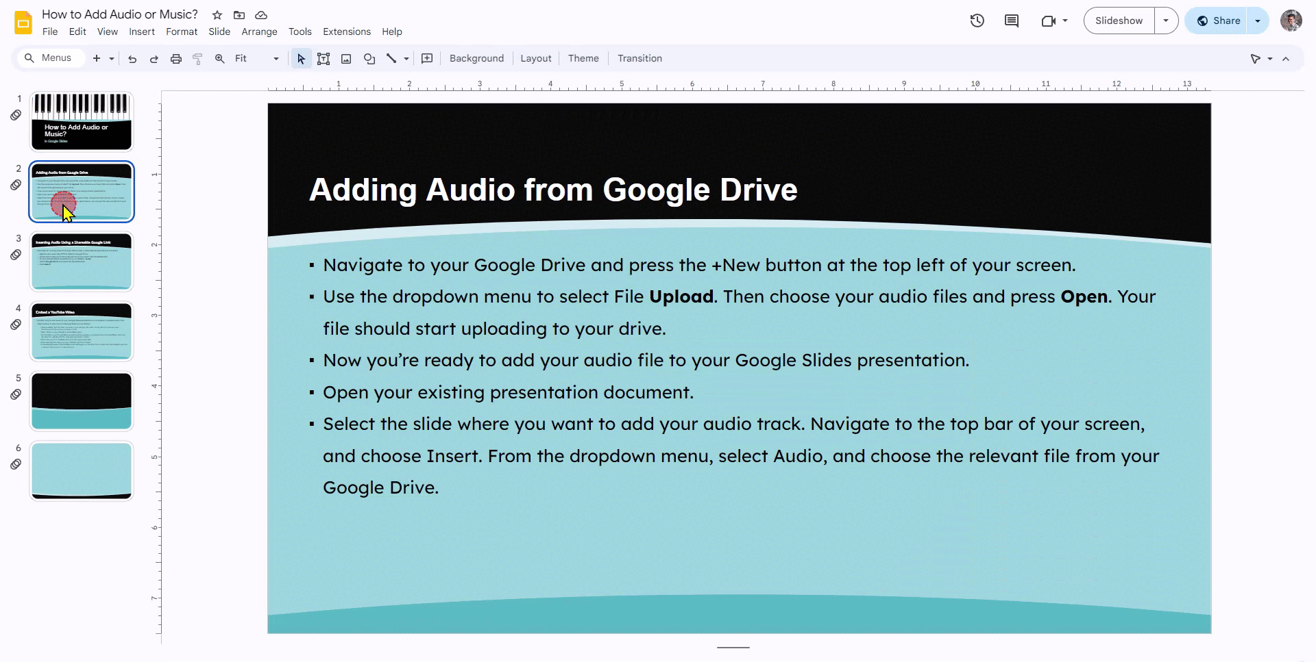 Adding Audio from Google Drive