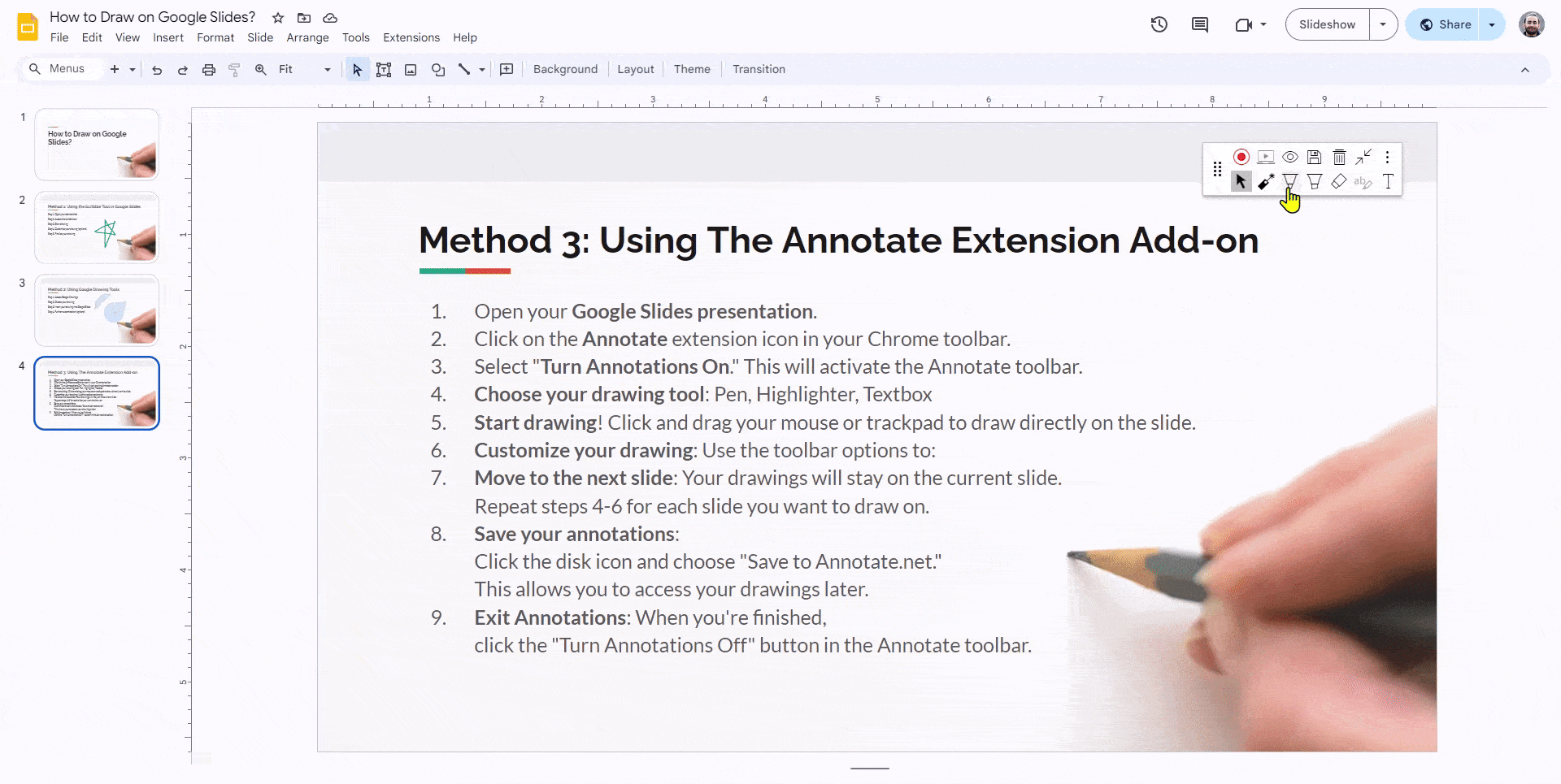 customize your drawing from annotate toolbar