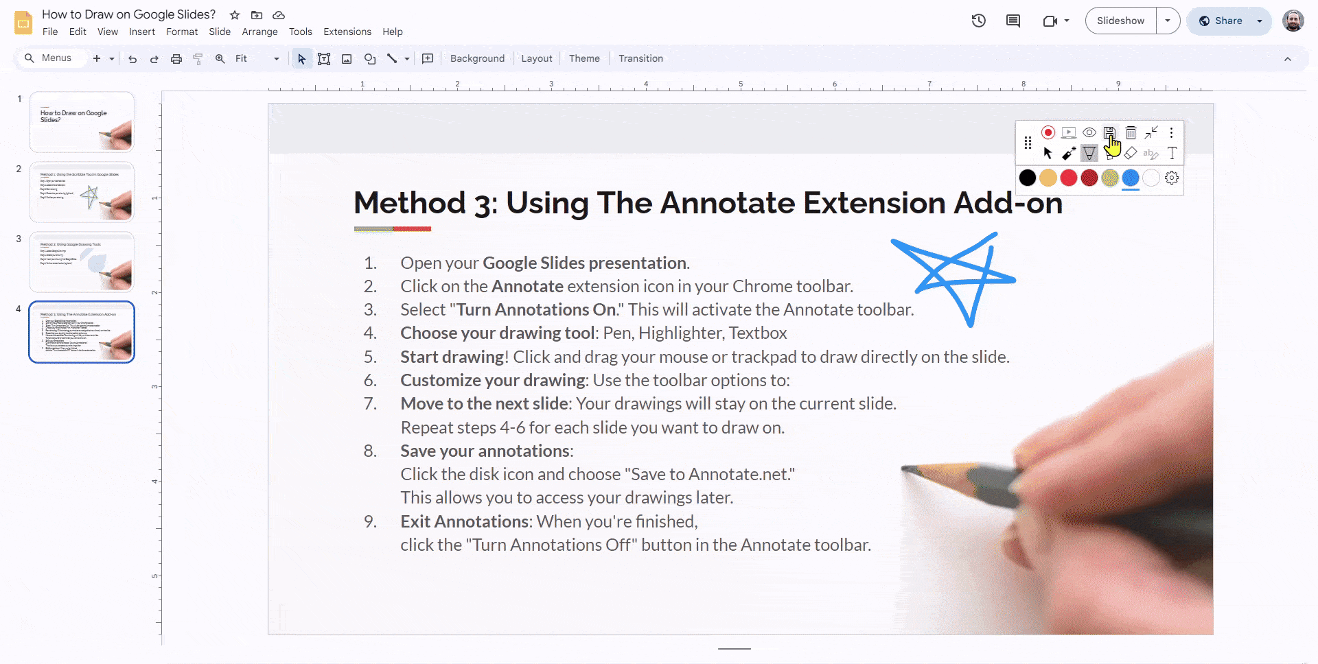 save your drawing in annotate toolbar