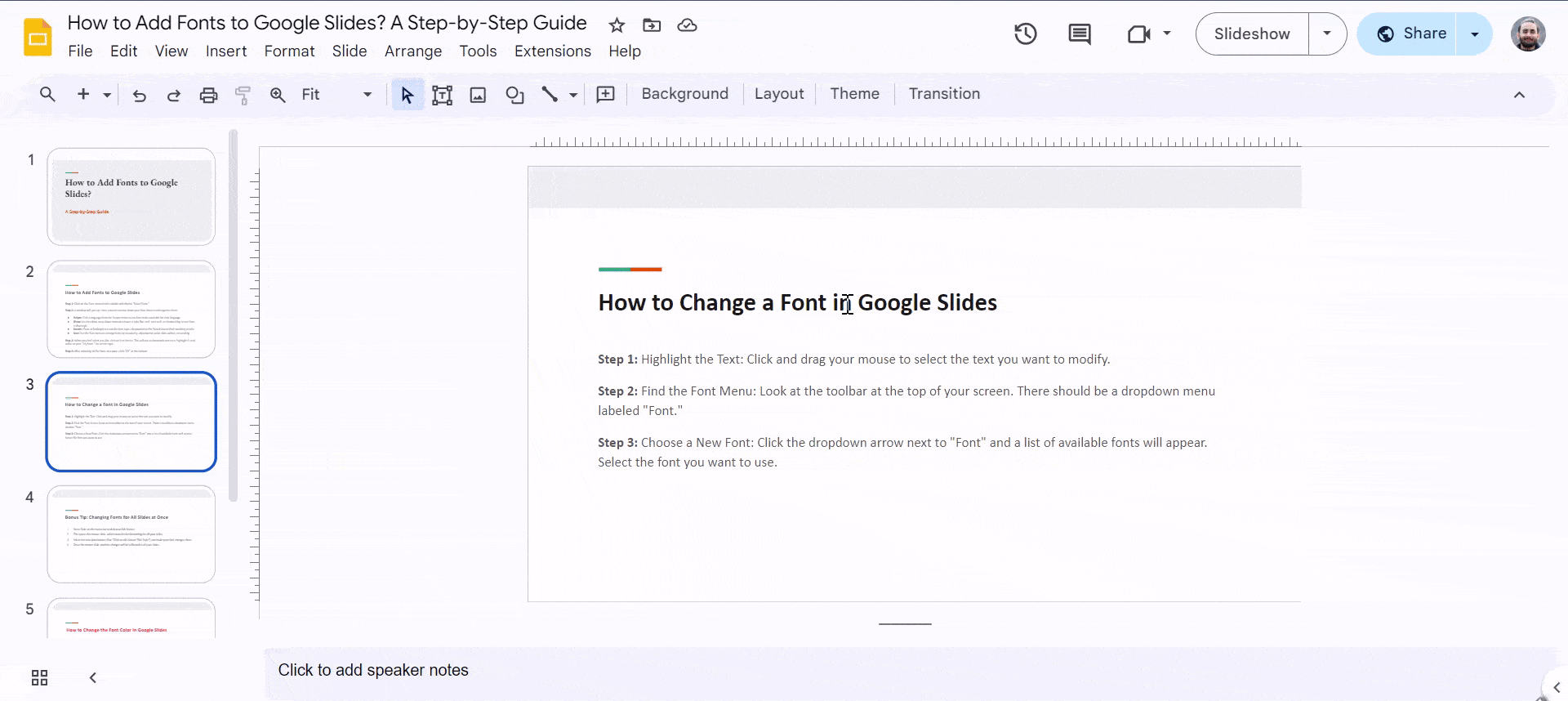 How to Change a Font in Google Slides