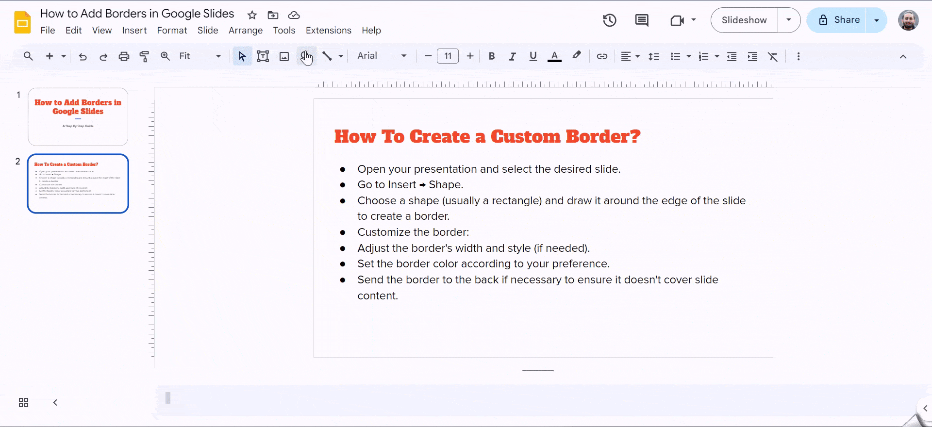 Custom Border in Google Slides