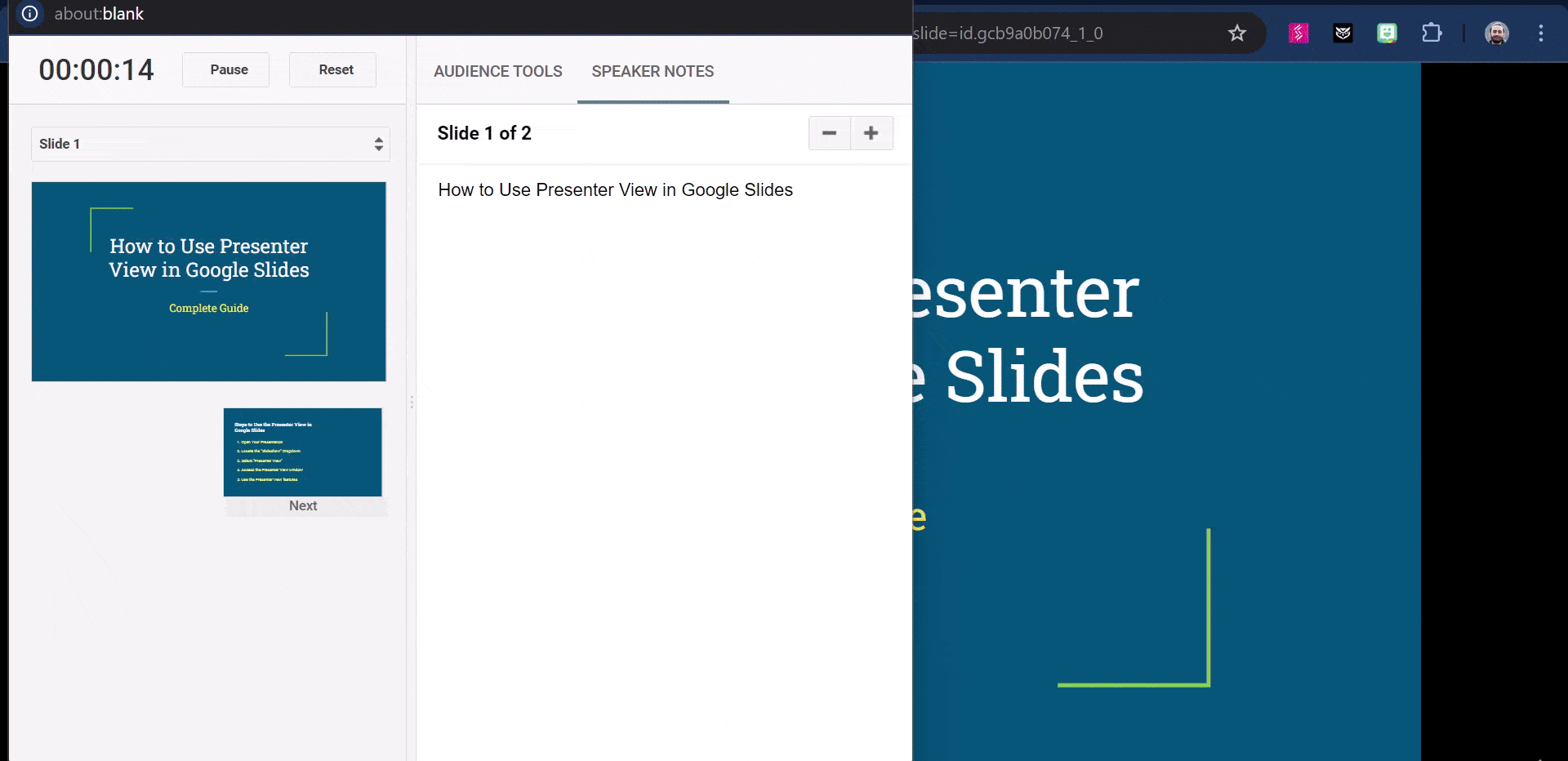 Slides Drop-Down in Presenter View in Google Slides