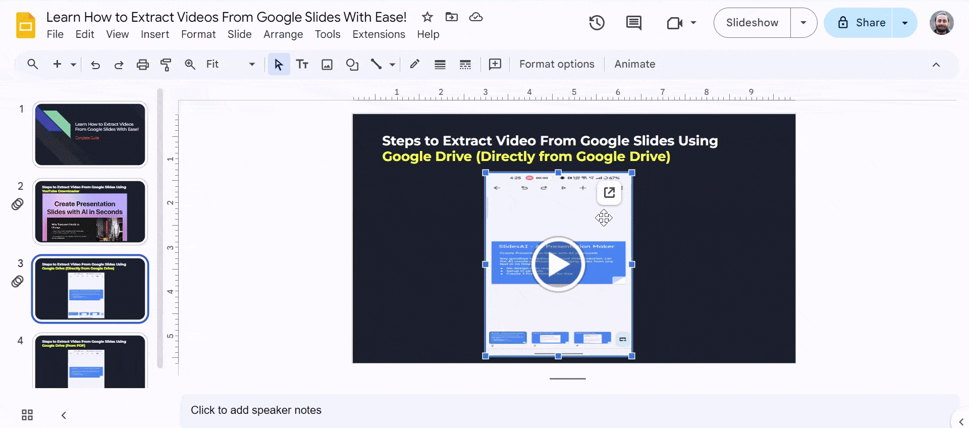 Steps to Extract Video Directly From Slides