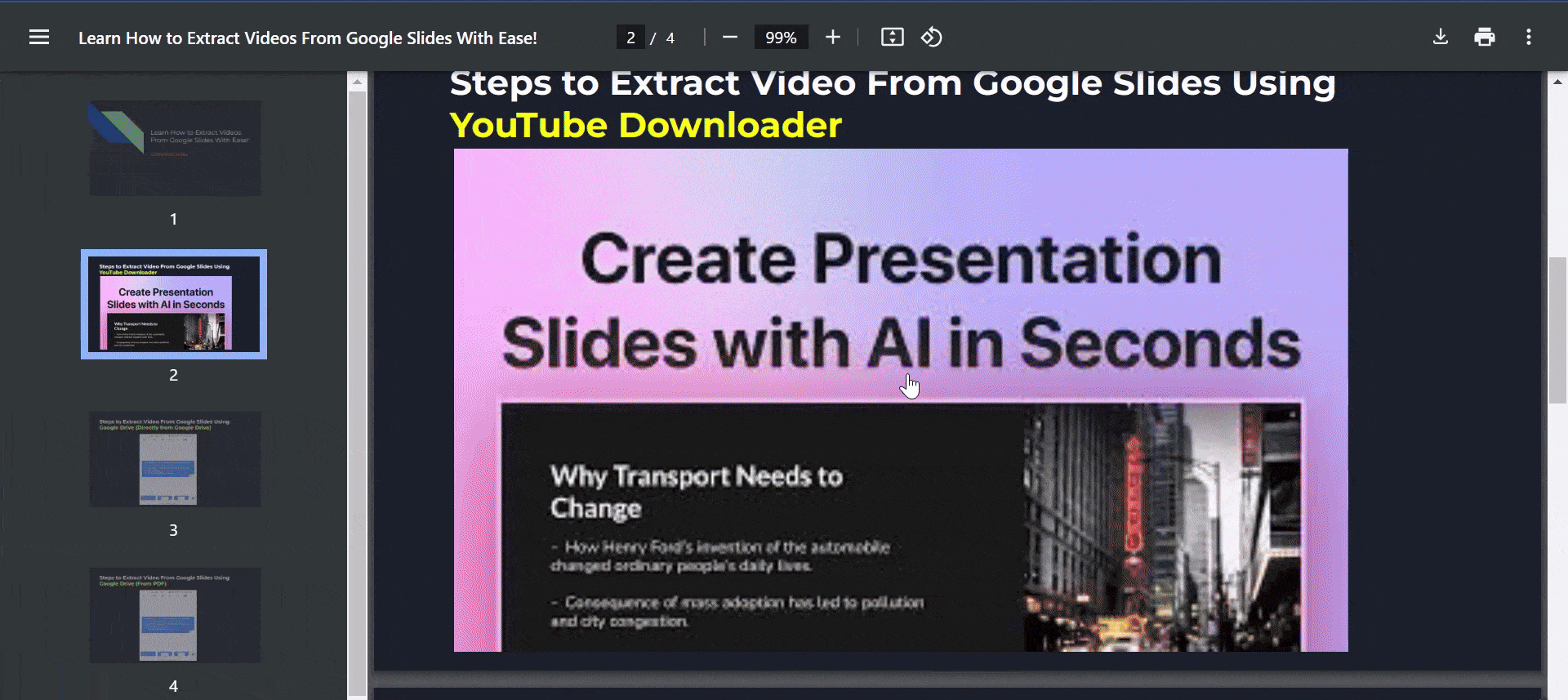 Download Google Drive Video From Slides converted to PDF