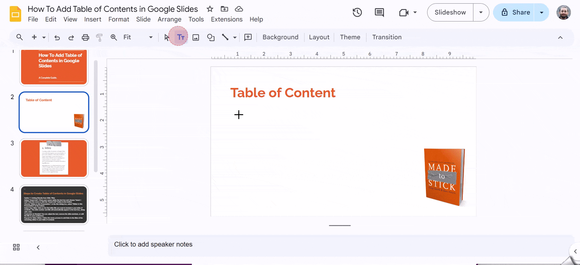 Linking Directly from Slide Titles