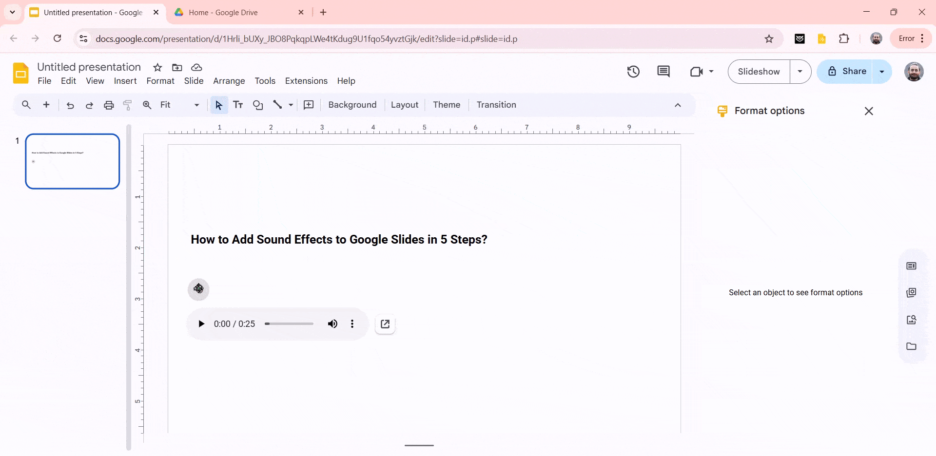 Configuring Audio Playback for Transition Effect
