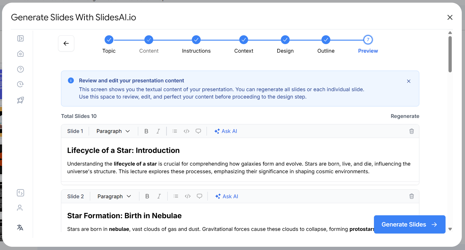 SlidesAI control example 1